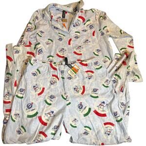 Planet Sleep Snowman Flannel Pajama Set, Christmas Holiday Y2K, Size Large, NWT